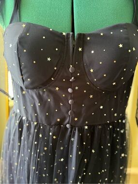 Cider Navy Star-Print Bustier Midi Dress